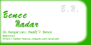 bence madar business card